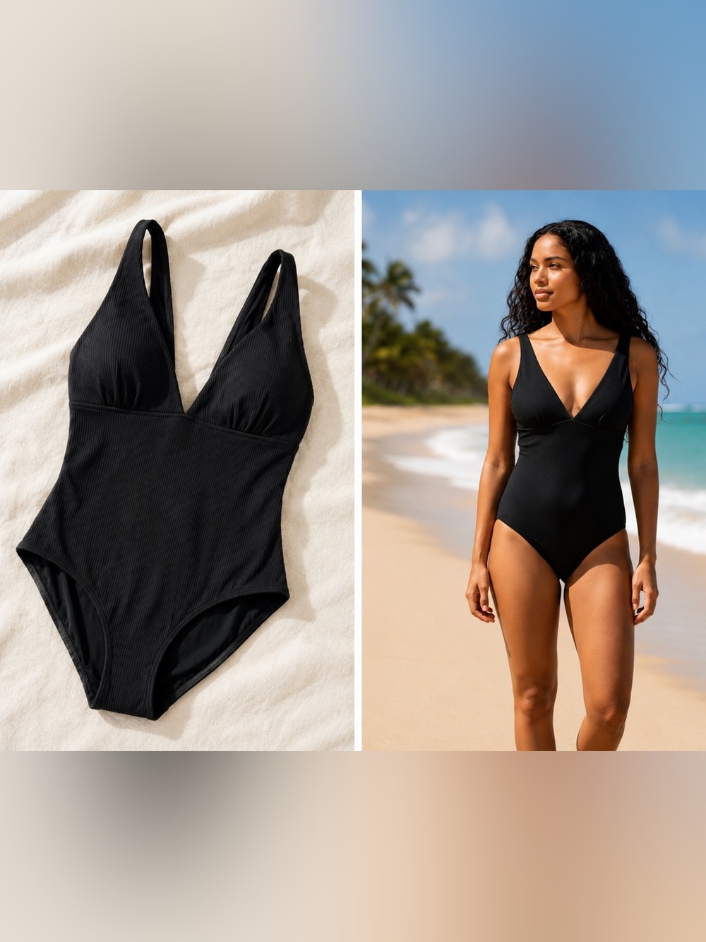 NWT Marine Layer x Andie Augustine One Piece Swimsuit Black Rib XL